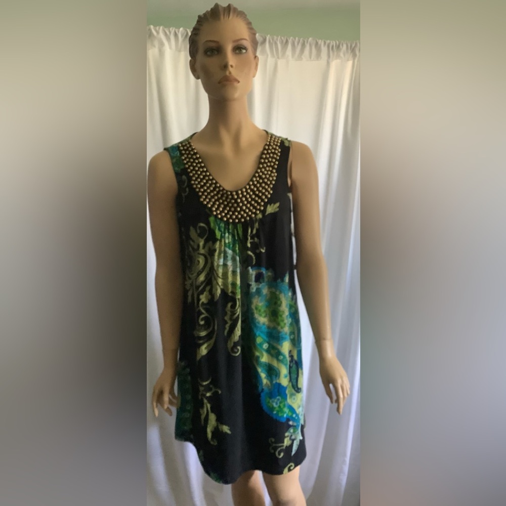 Studio I  Gold Beaded Boho Dress